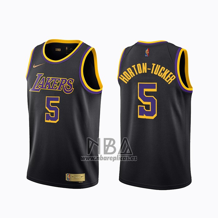 Camiseta Los Angeles Lakers Talen Horton-Tucker NO 5 Earned 2020-21 Negro